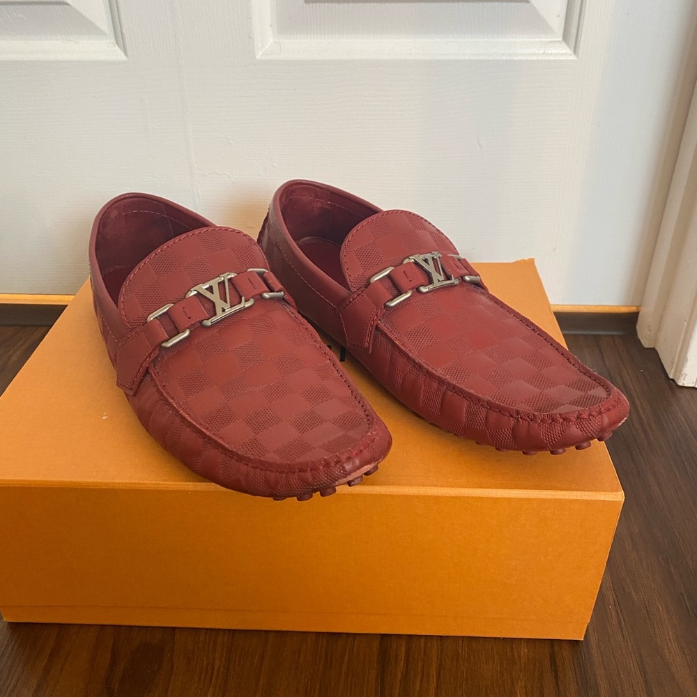 Louis Vuitton Red/Burgundy Slip On Loafers 9.5